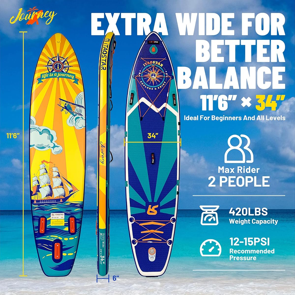 iTAOSTAR ジャーニー 11'6\" x 34\" x 6\" $47/mo - Finance Journey 34